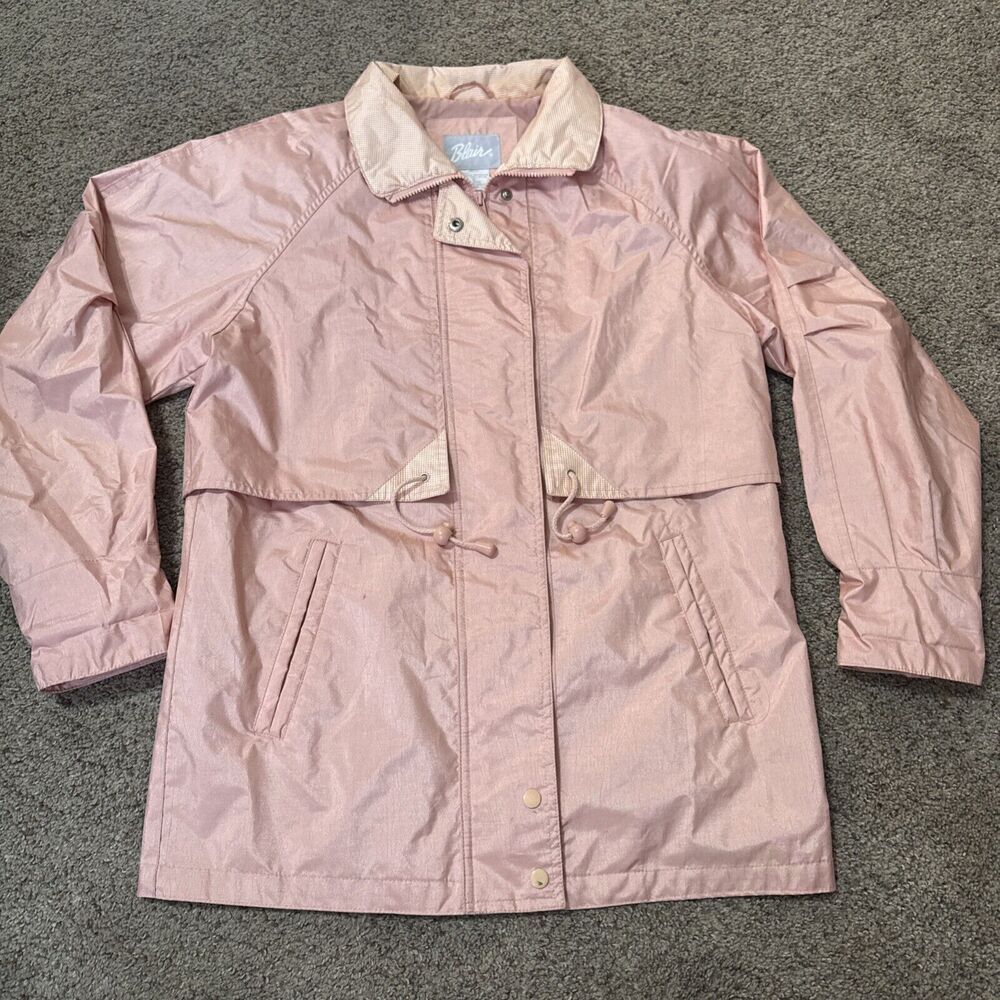 Vintage Blair Rain Coat Windbreaker Jacket Size Small Pink Shimmer Weatherproof
